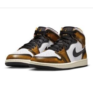 NIKE AIR JORDAN 1 Mid SE Retro Wear Away Taxi Shoes Black/White/Sail Men’s 7.5